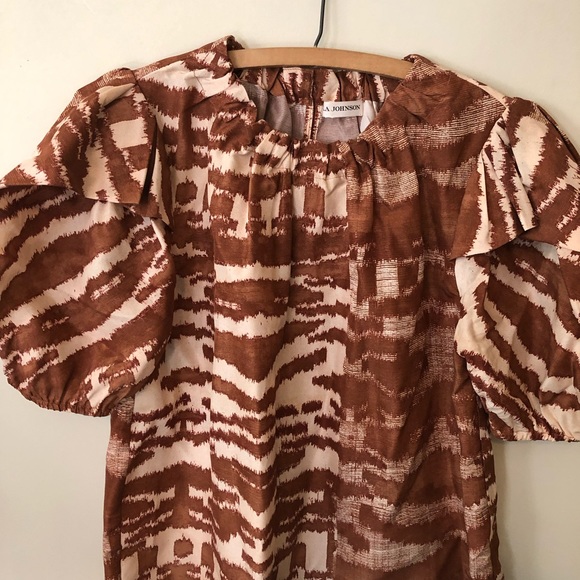 Ulla Johnson Blouse Silk Short Sleeve Animal Print Neema 2 - Picture 4 of 9